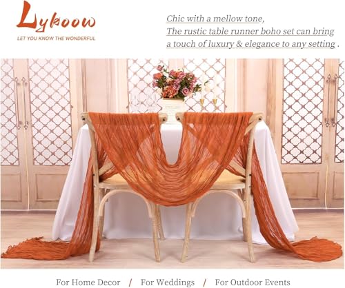Orange Cheesecloth Table Runner 12 Pack - 17 x 108 Inch Rustic Wedding & Party Decor