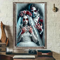 Halloween Ghost Couple Window Cover 31x47 Inch Polyester Decor - Spooky Halloween Window Decoration