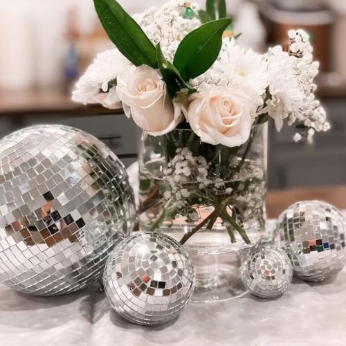 54PCS Disco Ball Decorations Set with Elastic Thread - 4 Inch, 3.2 Inch, 2 Inch, 1.2 Inch