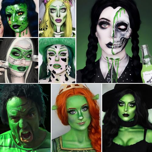 Oil-Based Face Paint Kit - Black White Green 3×50g for Halloween Cosplay Stage Makeup