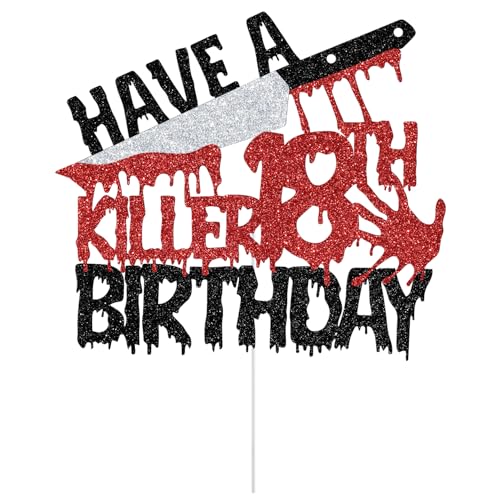 Have a Killer 18th Birthday Cake Topper Halloween Zombie Vampire Glitter - Variation 18