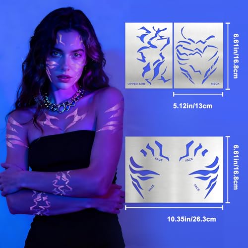 Anime Purple Temporary Tattoo Stencils & Markers Set for Cosplay & Body Art