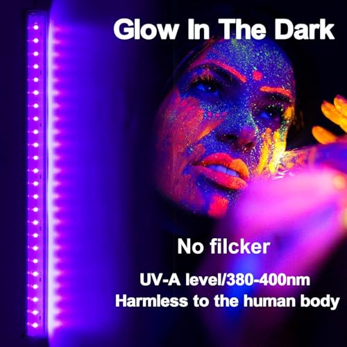 UV Black Light Bar 3 Pack - 1ft LED Blacklight Strip Lights for Fluorescent Tapestry