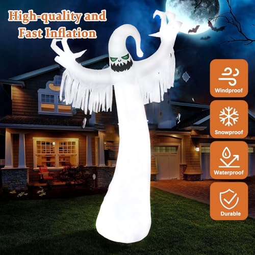 10 FT Giant Ghost Inflatable Halloween Yard Decoration with LED Lights