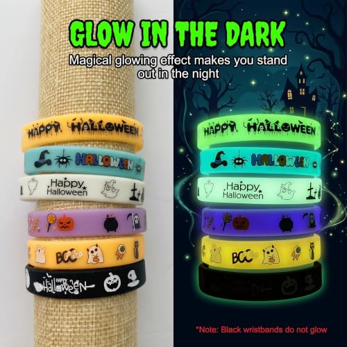Halloween Rubber Bracelets Bulk Party Favors Wristbands - Set of 50