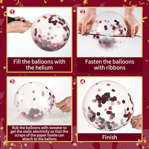 Balloon Kit 60 Pcs Latex Halloween Balloons Black Red White Confetti Decorations