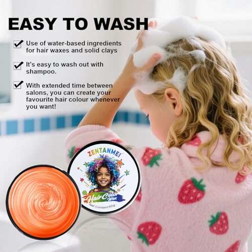Temporary Hair Color Wax - Washable Bright Orange for Party & Cosplay