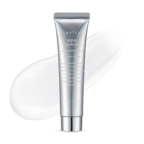S. Nature AQUA SQUALANE MOISTURIZING CREAM | Face Moisturizer for Dry and Sensitive Skin, Vegetable Squalane 150,00ppm, Long-lasting Hydration, Pore Care Cream, Korean Skin Care (2.02 Fl Oz, 60ml)
