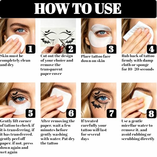 Halloween Eye Shadow Temporary Tattoos Black2 Spider Web Face Stickers for Women Men