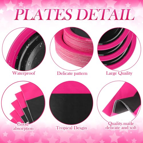 Hot Pink and Black Party Supplies Kit - 452 Pieces for 50 Guests - Pink & Black Theme