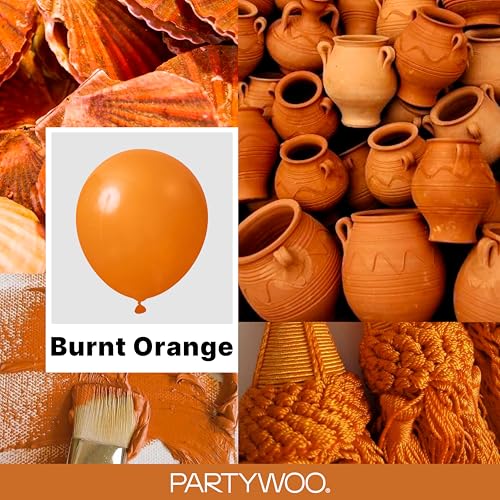 Orange Fall Color Balloons Set - 120pcs Burnt Orange Latex Party Supplies with Variation F53