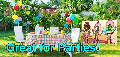 Ice Cream Hole in Face Banner for Kids Party Decorations - 42 x 72 Inch