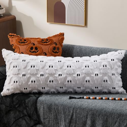 Halloween Pillow Cover 14x36 Inch Ghost Design White Black Variation of THIS Listing