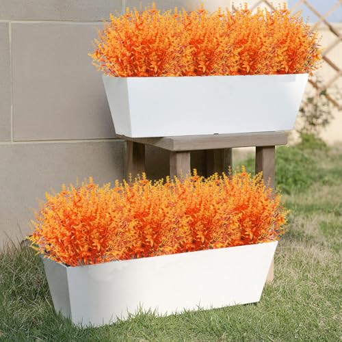 Artificial Fall Lavender Flowers Set - 20 Bundles Outdoor Faux Plants, UV Resistant, Gold Yellow