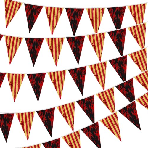 Halloween Circus Flag Bunting Set - 5 Ropes, 32.8ft, Bloody Stripes & Flags - Thriller