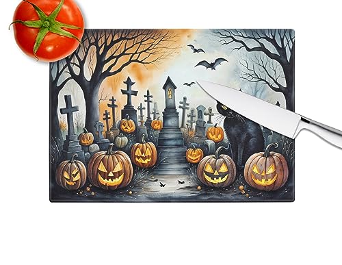 Halloween Black Cat Glass Cutting Board Large Decorative Kitchen Chopping & Serving Board - Variation of THIS listing