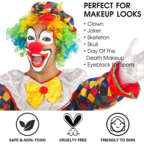 Face Paint Stick Set with Setting Powder - Black, White, Red Clown Joker Skeleton