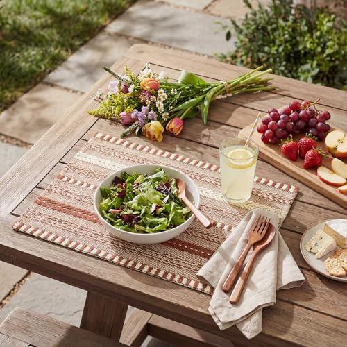 Caramel Woven Braided Stripe Placemats Set of 4 - 12x18 Inches