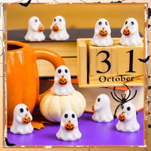 Mini Ghost Pumpkin Figurines Bulk - 50 Pieces Halloween Decorations - Variation of 50 / Ghost