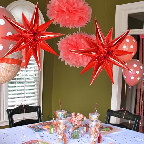 72 Pcs Foil Star Balloons Set - Red Party Decorations & Balloon Garland