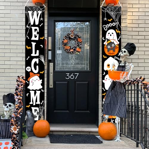 Halloween Door Banner Decorations - Boo Welcome Porch Sign Set