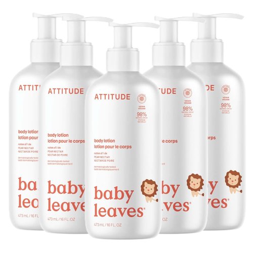 ATTITUDE Baby Lotion - EWG Verified Moisturizer | Vegan & Cruelty-Free, Pear Nectar, 16 Fl Oz (Pack of 6)
