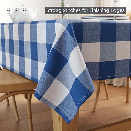 Rectangular Dining Table Cover 56x72 in Buffalo Blue Checks Recycled Cotton
