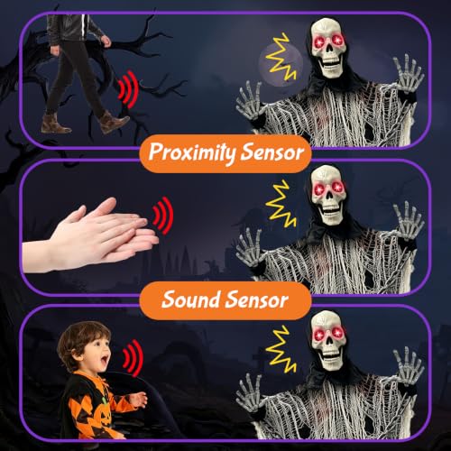 71-Inch Life Size Halloween Hanging Ghost Decorations with Sound & Adjustable Arms