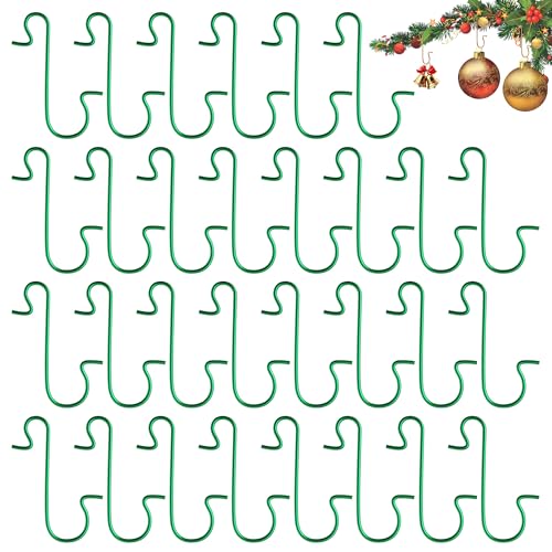 Green Christmas Ornament Hooks 100 Pcs - Easy Hang Metal Wire Tree Decor