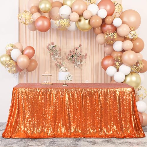 Orange Sequin Rectangular Tablecloth 60x102 Inches for Weddings Parties Halloween