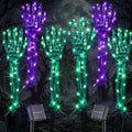 Halloween Skeleton Arm Stakes with LED Lights - Purple & Green, 36x27.5cm