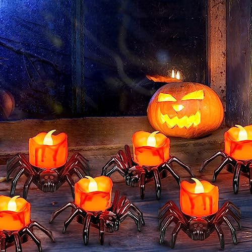 12 PCS Spider Halloween LED Tea Lights Candles, Flameless Flickering Fake Candles - Variation of THIS listing