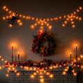Orange Halloween Spider Web Lights with Spiders - 2 Pack, Indoor/Outdoor Decoration