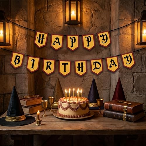 Magical Wizard Birthday Banner for Halloween Party - Pre-Strung Decor