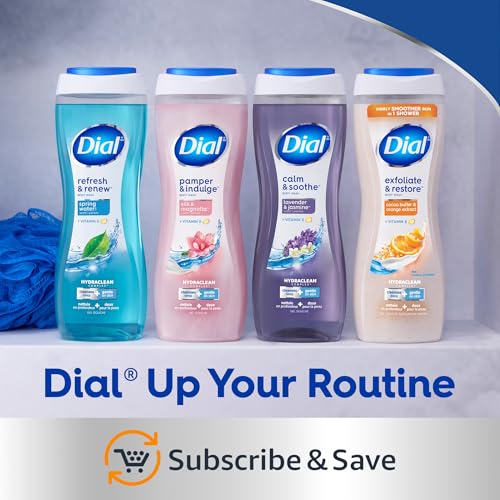 Dial Body Wash, Healthy Hydration, Coconut Milk + Vitamin E, 16 fl oz (Pack of 4), Gentle, Leaves Skin Feeling Soft In 1 Shower, Dermatologist-Tested, No Parabens & Silicones