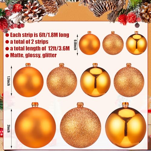 Christmas Ornament Garland - 6 Ft Orange Decorative String of Bulbs - 2 Pack