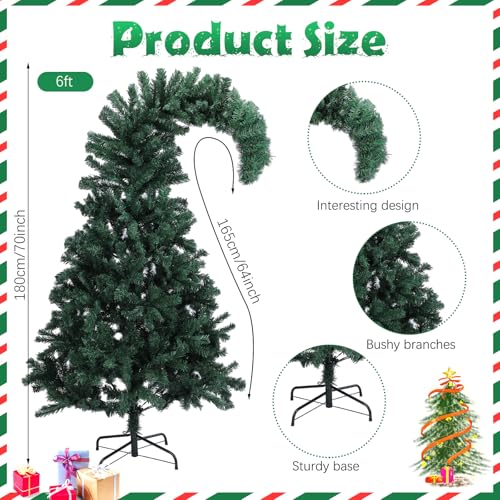 Daifunli Green Crooked Top 6ft Christmas Tree - Indoor Holiday Decor