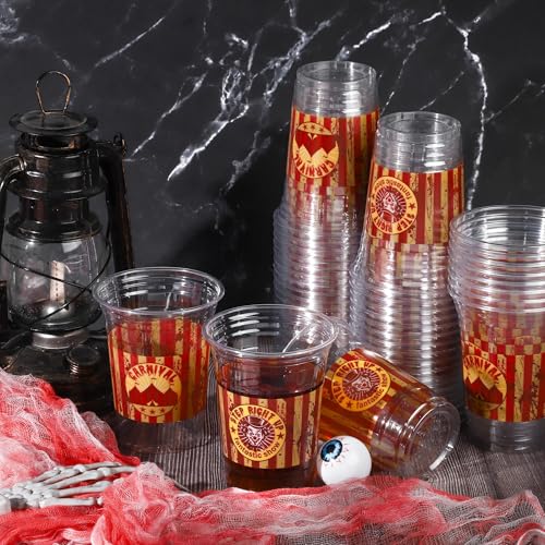 Halloween Horror Circus Party Cups 16 oz Disposable Plastic Cups Set of 60