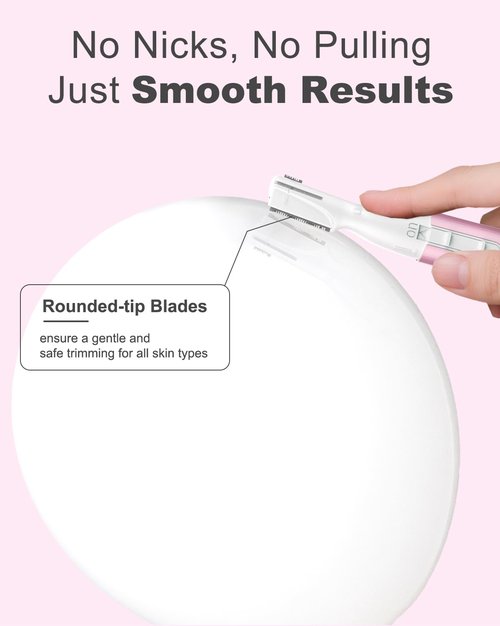aisleek Eyebrow Trimmer, Facial Hair Trimmer Precision Detailer with Rinseable Blade, Battery Powered Double-Sided Eyebrow Razor with Comb, Compact Pen-Size Safe Painless Shaver for Chin Peach-Fuzz