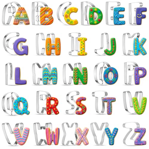 Alphabet Cookie Cutter Set - 26 Stainless Steel Letter Mold for Baking & Crafts