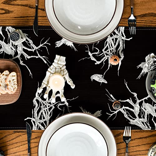 Halloween Table Runner 13x72 Inch Silver Polyester Home Party Decor