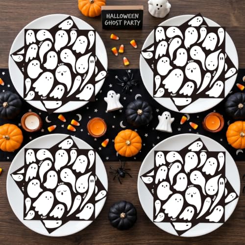Halloween Ghost Party Decorations - Black Spooky Napkins (50 Pcs) - Variation of THIS listing