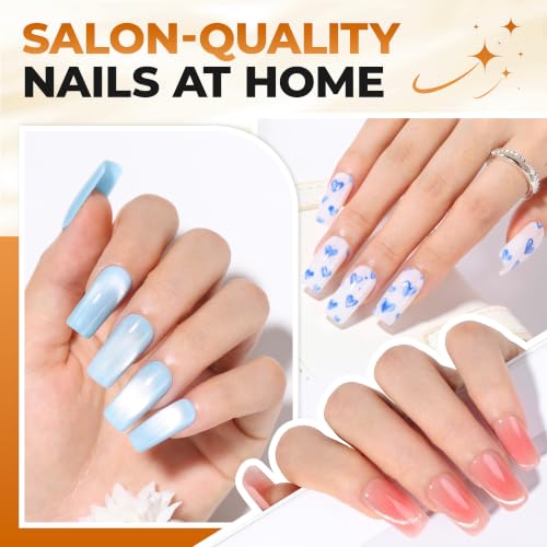 UNA GELLA Medium Square Gel Nail Tips Kit - 120Pcs Nail Tips with Glue & UV/LED Lamp