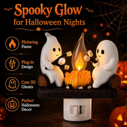Halloween Ghost Night Light - Flickering Flame Plug-in Decor - Yellow 2
