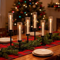 Black Hurricane Glass Candle Holders Set of 6 Tall Taper Candlestick Holders - Black / 6