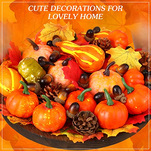 150PCS Fall Thanksgiving Pumpkin Gourd Leaves Decor Set - Artificial Autumn Decorations