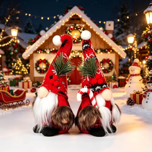 Christmas Plush Gnome Couple Decoration - Red Gnome Variation
