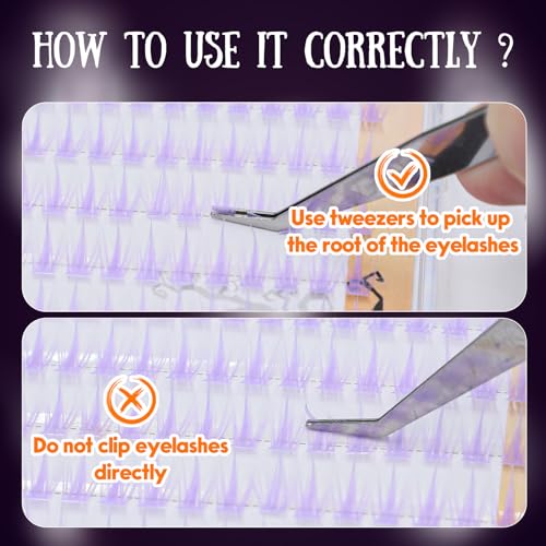 Light Purple Lash Clusters 12mm False Eyelashes for Halloween & Cosplay - 128 pcs