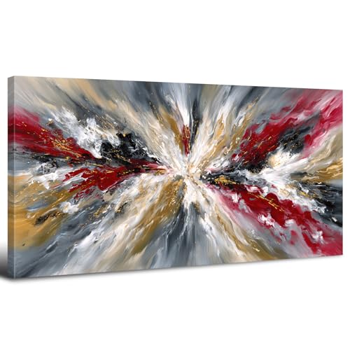 Graffiti Abstract Wall Art Canvas - 40x20 Inch Modern Home Decor with Red Black and Gold Accents - Variation of THIS listing