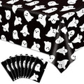 Halloween Plastic Tablecloths Black White Ghost Set - 8 Pcs 54 x 108 Inch